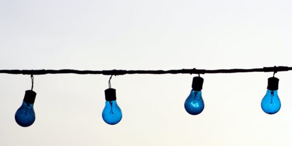 string light with blue light bulb