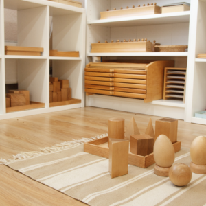 Montessori speelgoed: houten blokken in verschillende vormen